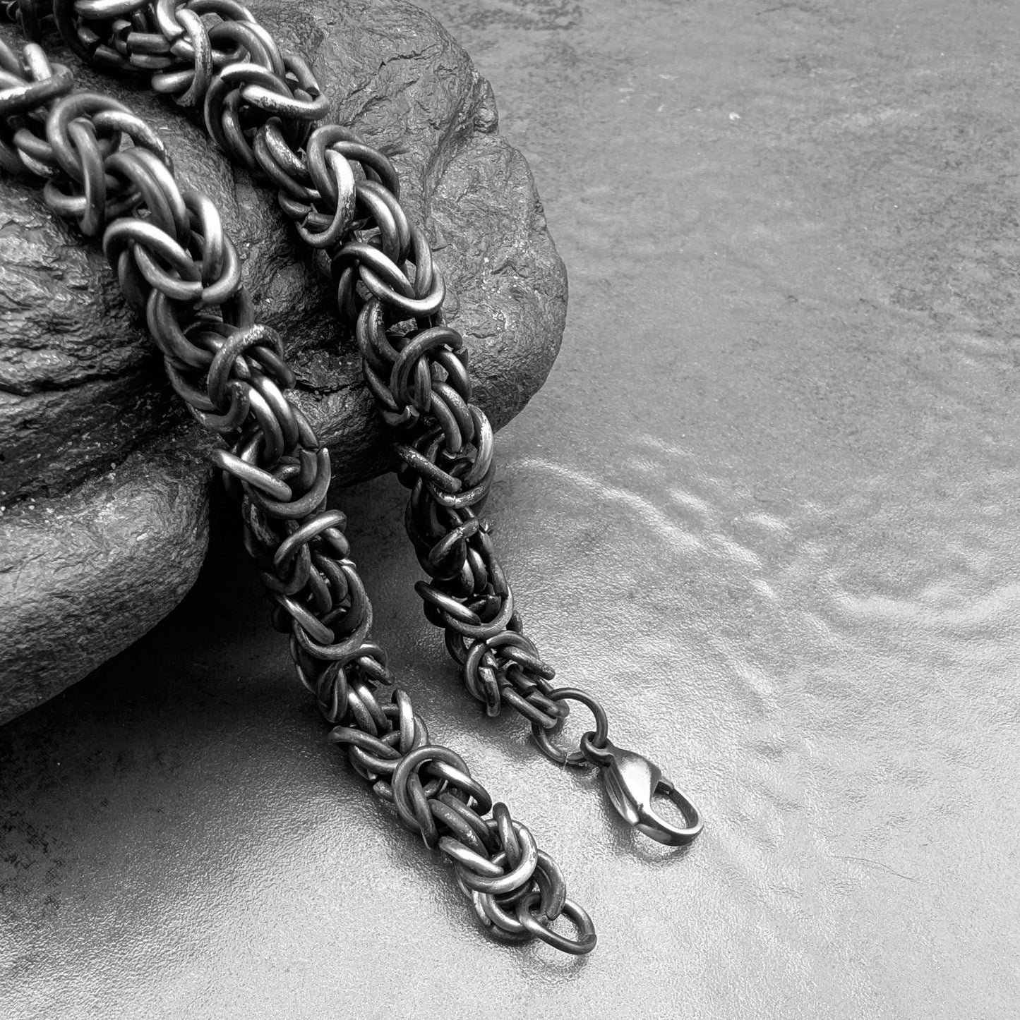 Chunky Gun Metal Round Byzantine Chain