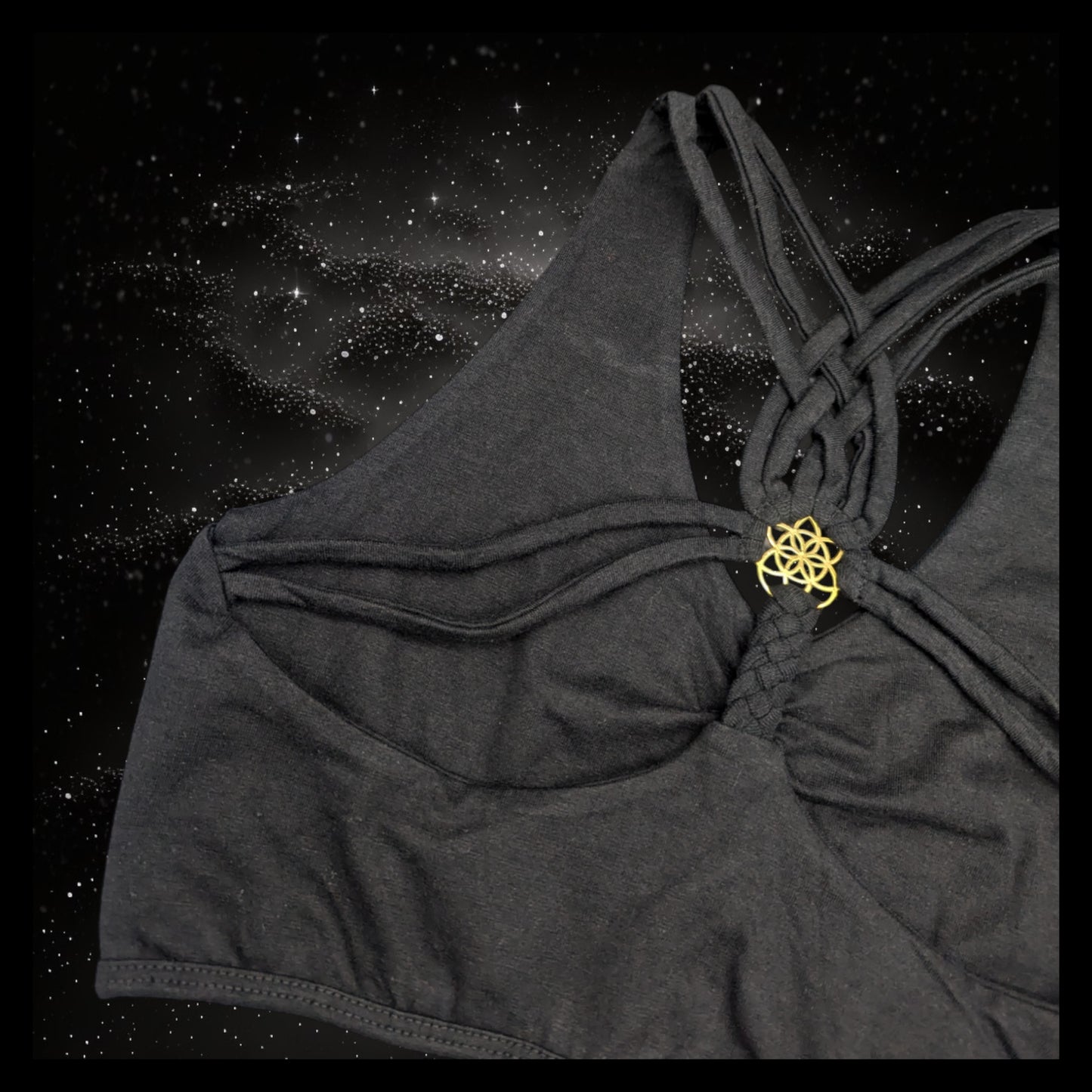 Cropped Yoga Top with Interlace Back & Mandala Detail