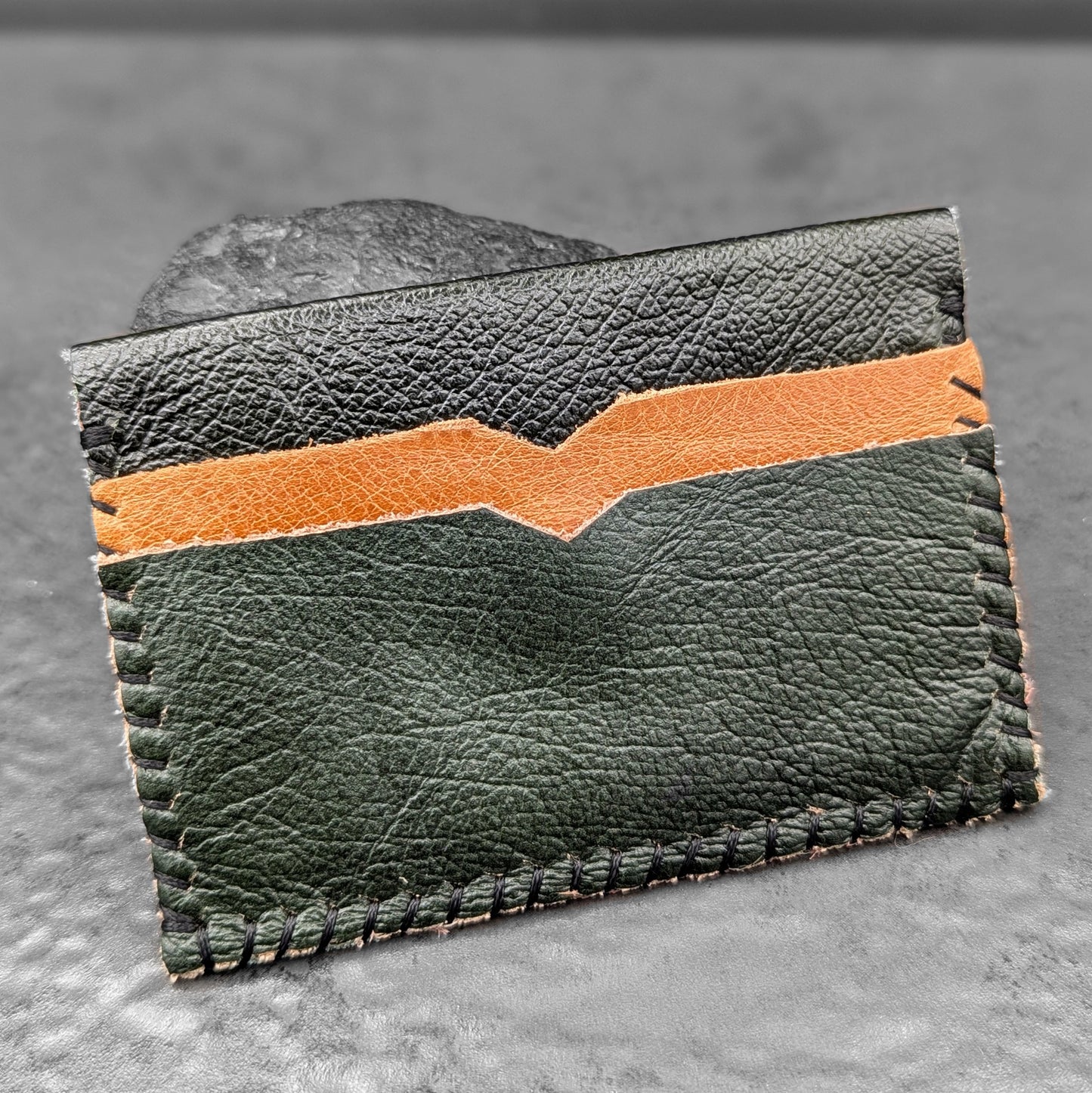 Burgundy and Green Compact Wallet