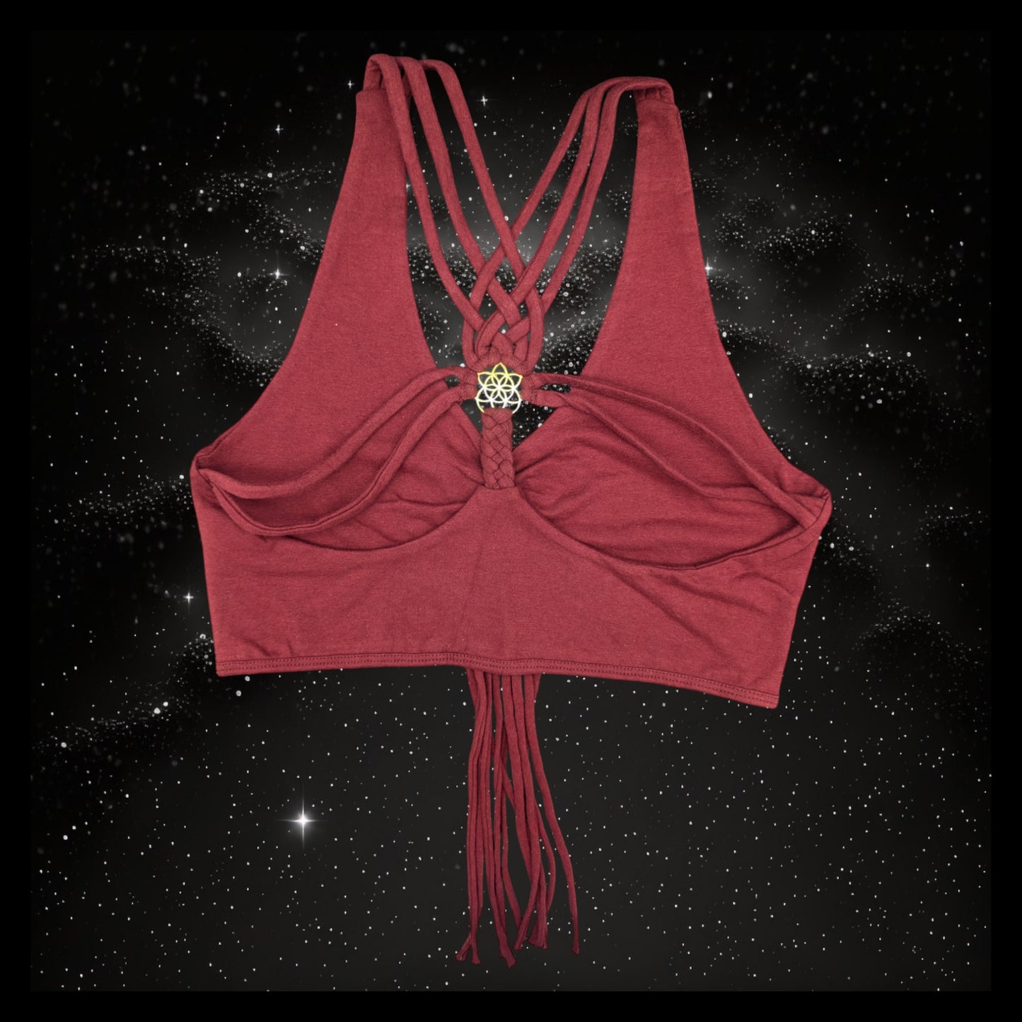 Cropped Yoga Top with Interlace Back & Mandala Detail