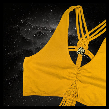 Cropped Yoga Top with Interlace Back & Mandala Detail