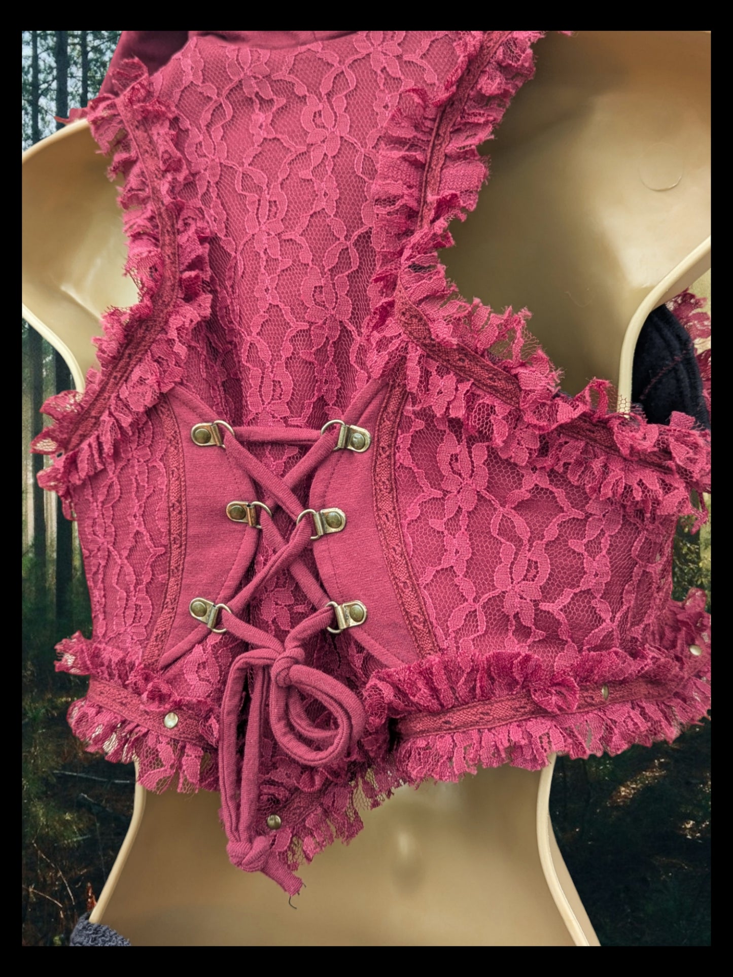 Cropped Fae Hoodie with Corset Back & Lace Detail