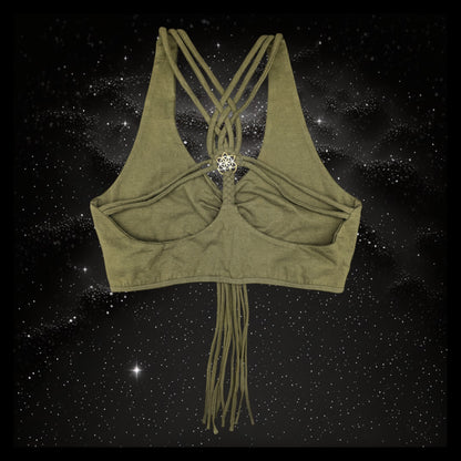 Cropped Yoga Top with Interlace Back & Mandala Detail