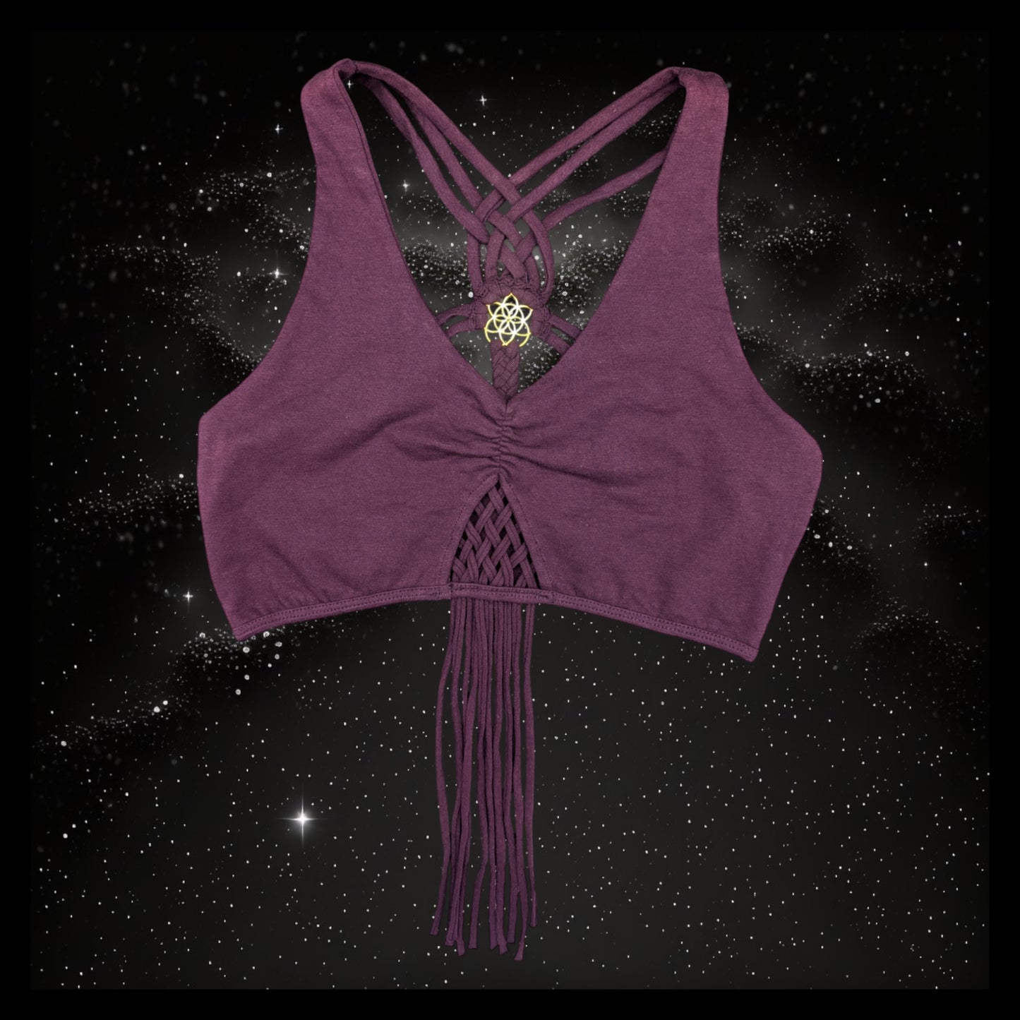 Cropped Yoga Top with Interlace Back & Mandala Detail