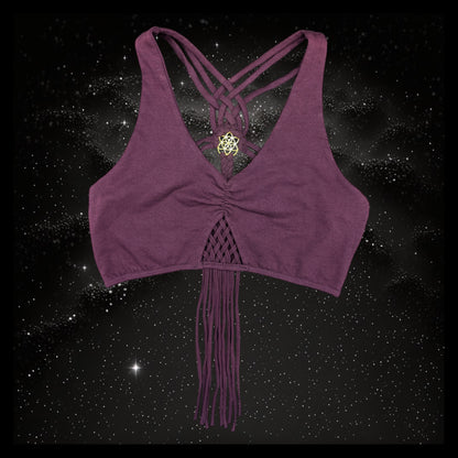 Cropped Yoga Top with Interlace Back & Mandala Detail