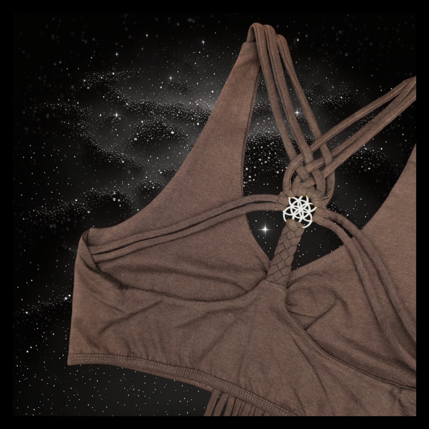 Cropped Yoga Top with Interlace Back & Mandala Detail