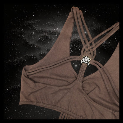 Cropped Yoga Top with Interlace Back & Mandala Detail