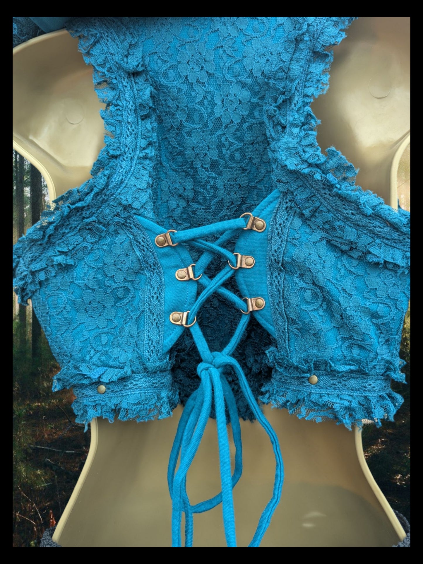 Cropped Fae Hoodie with Corset Back & Lace Detail