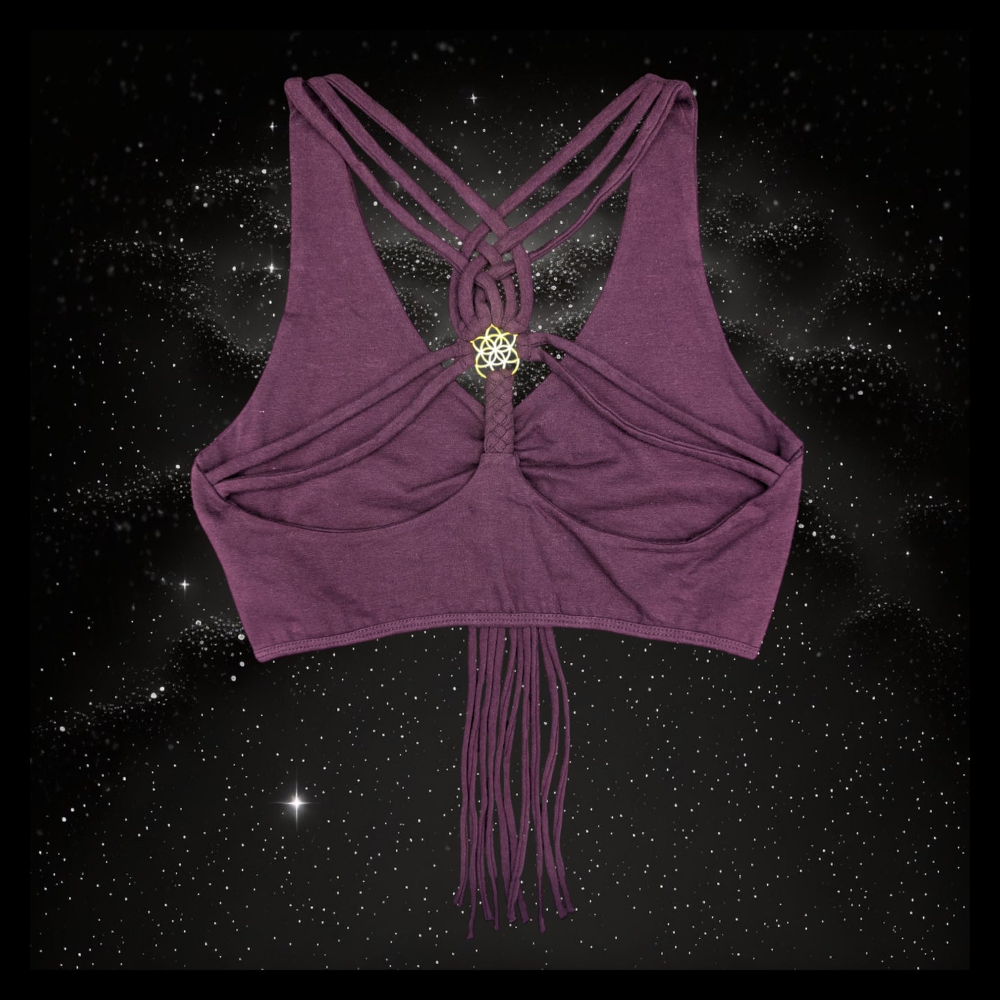 Cropped Yoga Top with Interlace Back & Mandala Detail