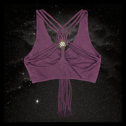 Cropped Yoga Top with Interlace Back & Mandala Detail