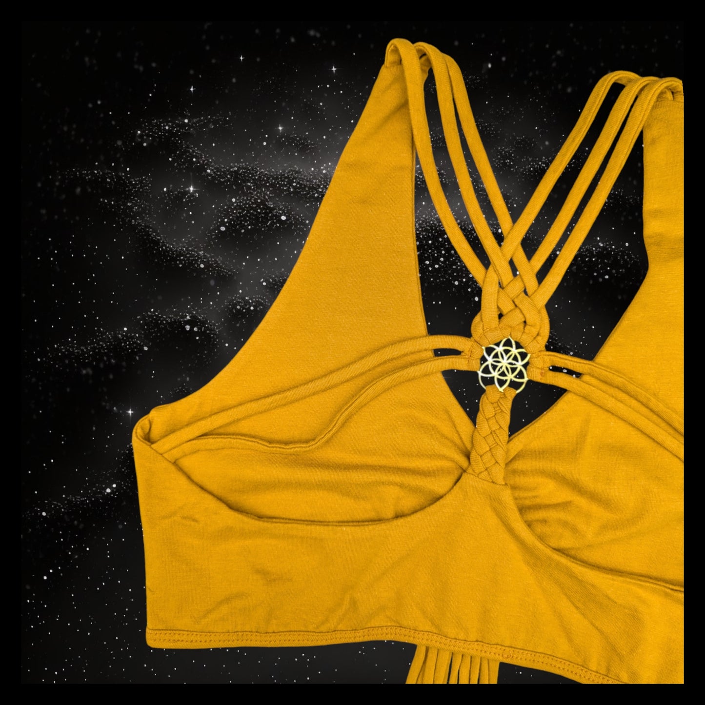 Cropped Yoga Top with Interlace Back & Mandala Detail