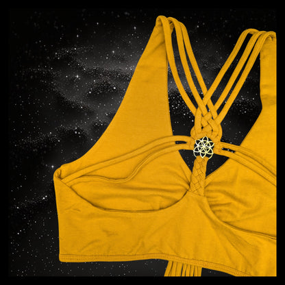 Cropped Yoga Top with Interlace Back & Mandala Detail