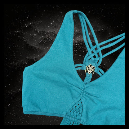 Cropped Yoga Top with Interlace Back & Mandala Detail