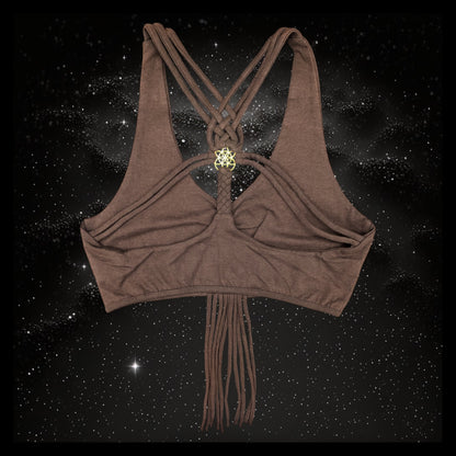 Cropped Yoga Top with Interlace Back & Mandala Detail