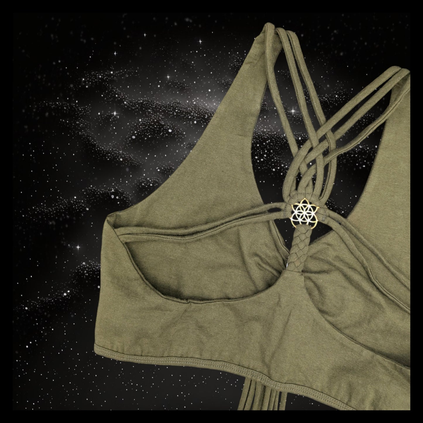 Cropped Yoga Top with Interlace Back & Mandala Detail