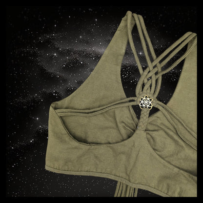 Cropped Yoga Top with Interlace Back & Mandala Detail