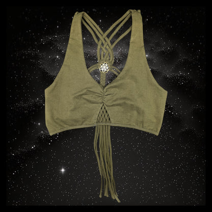 Cropped Yoga Top with Interlace Back & Mandala Detail