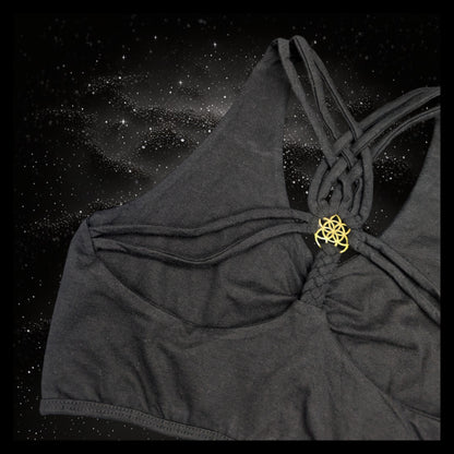 Cropped Yoga Top with Interlace Back & Mandala Detail