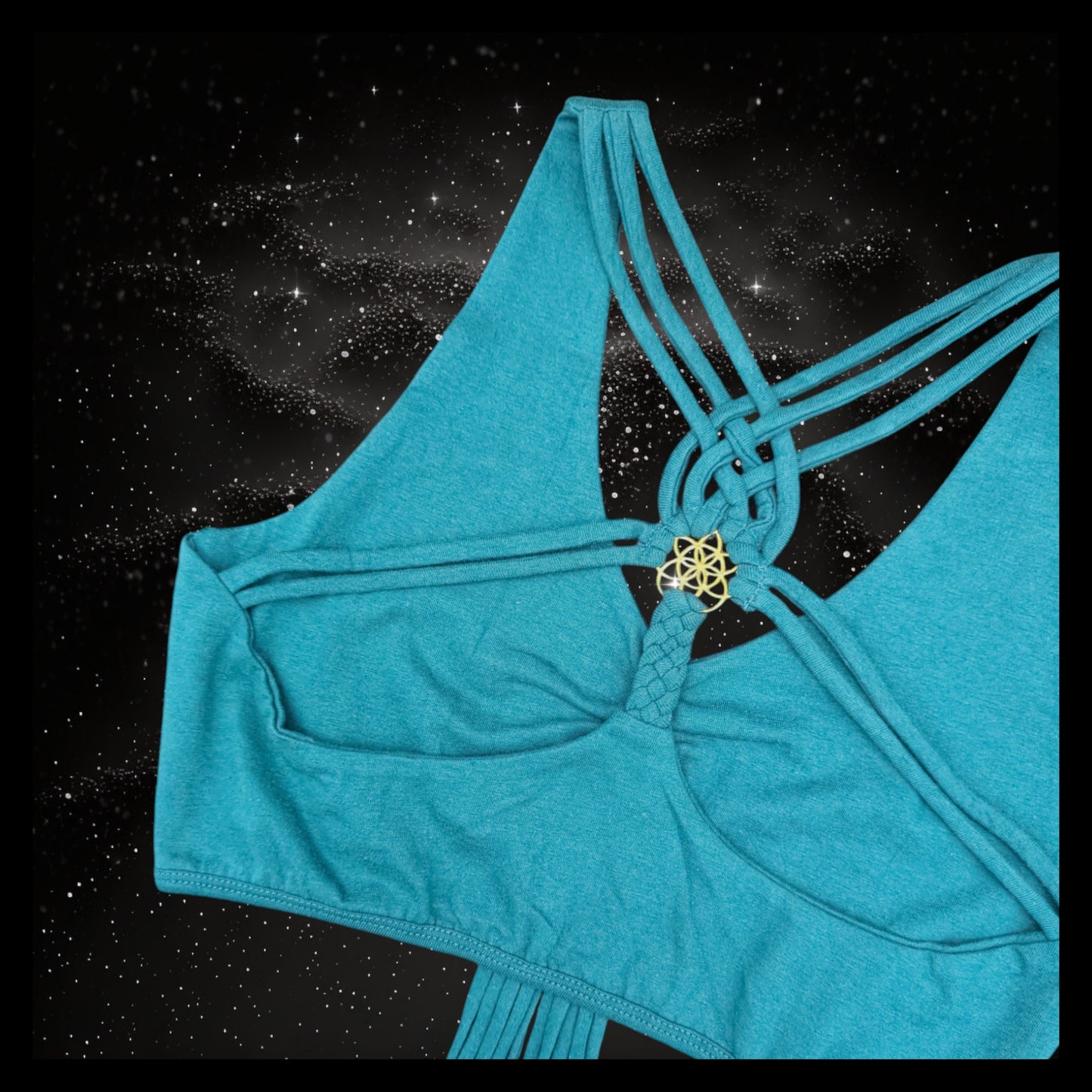 Cropped Yoga Top with Interlace Back & Mandala Detail