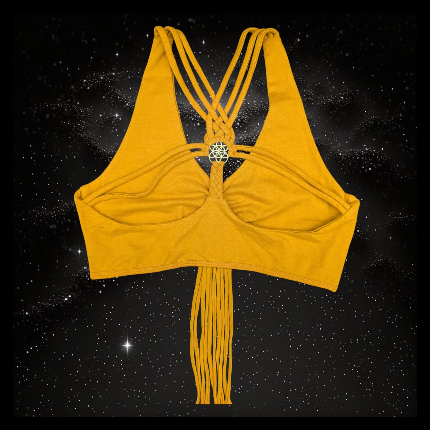 Cropped Yoga Top with Interlace Back & Mandala Detail