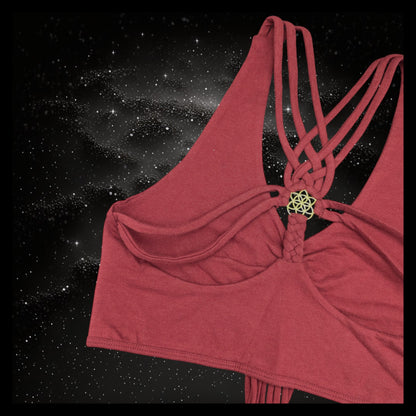 Cropped Yoga Top with Interlace Back & Mandala Detail