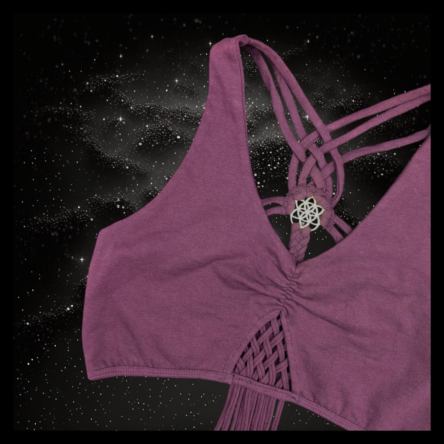 Cropped Yoga Top with Interlace Back & Mandala Detail