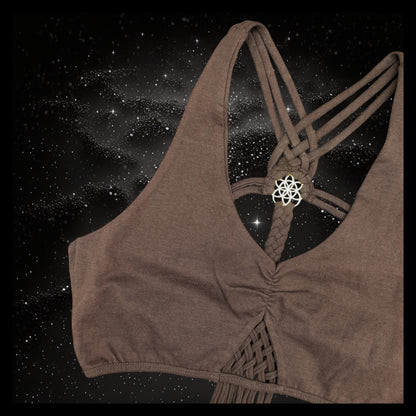 Cropped Yoga Top with Interlace Back & Mandala Detail