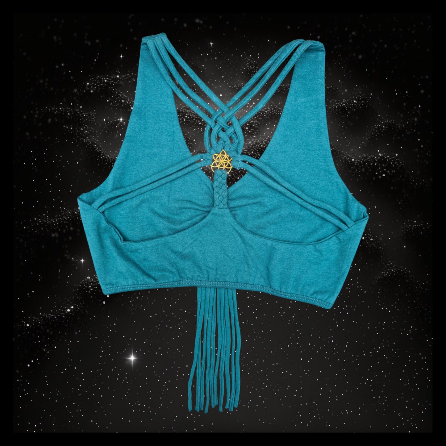 Cropped Yoga Top with Interlace Back & Mandala Detail