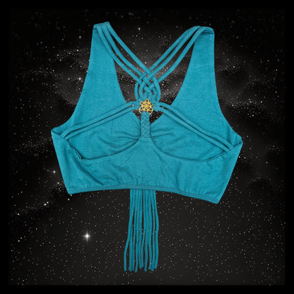 Cropped Yoga Top with Interlace Back & Mandala Detail