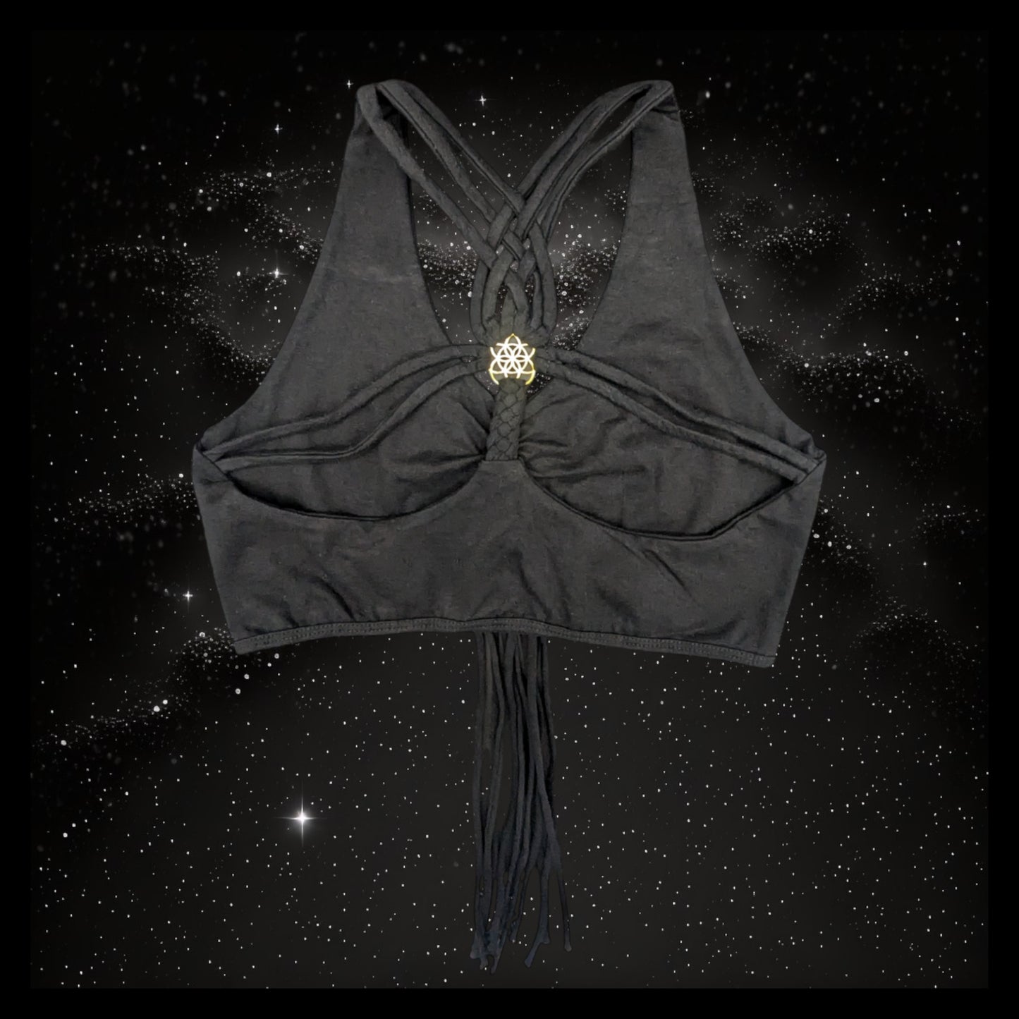 Cropped Yoga Top with Interlace Back & Mandala Detail