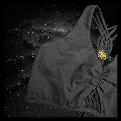 Cropped Yoga Top with Interlace Back & Mandala Detail